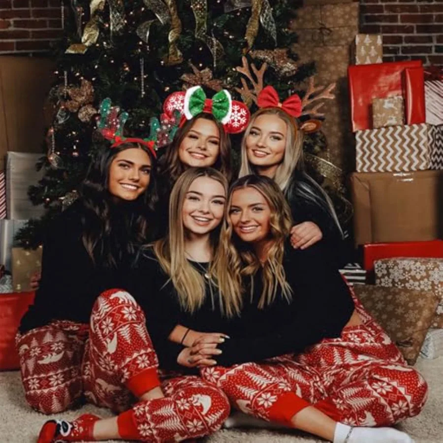 عصابة رأس على شكل قرون عيد الميلاد باللون البني، عصابات رأس على شكل آذان الرنة للنساء، إكسسوارات شعر لعطلة عيد الميلاد للنساء