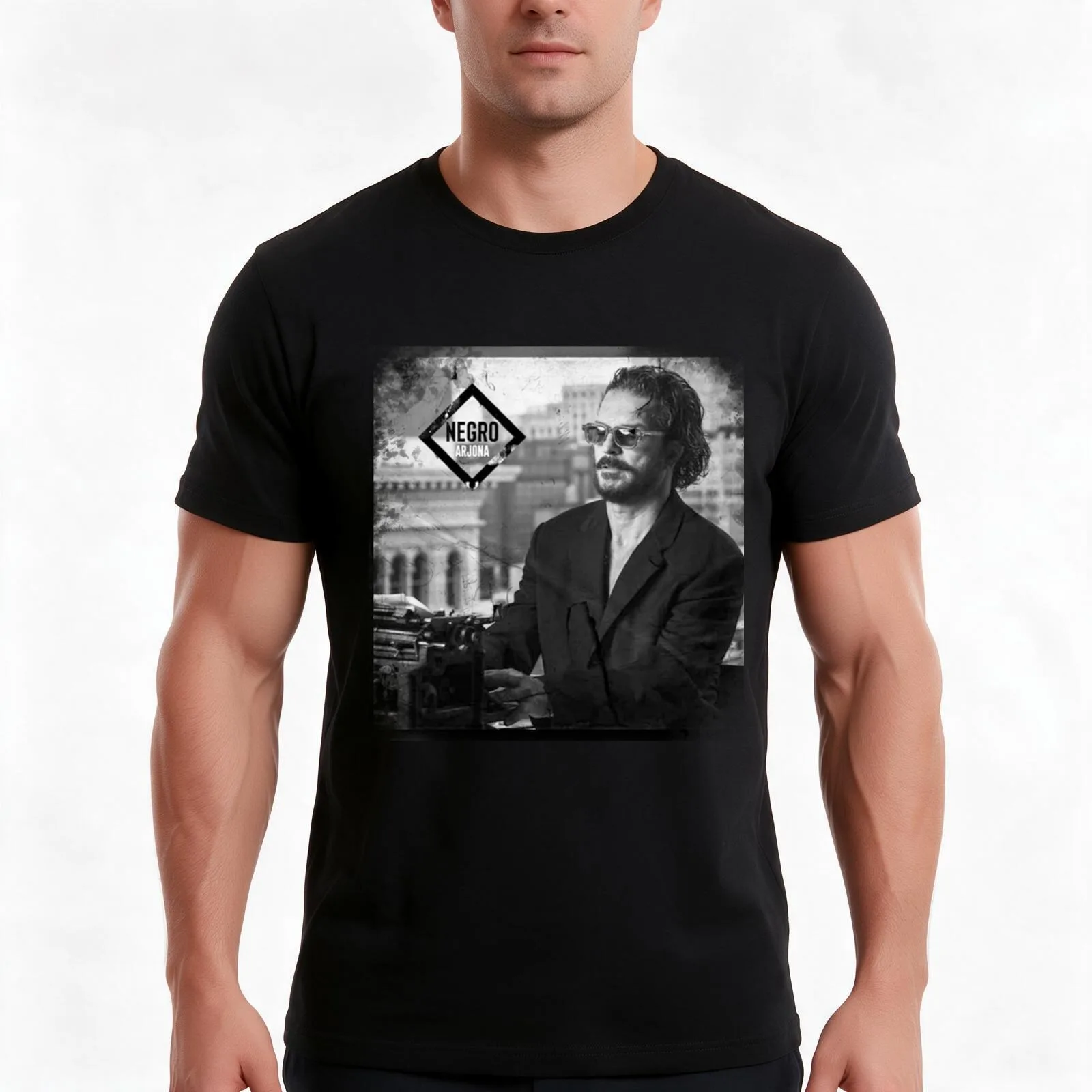 Arjona Negro T-Shirt, Summer Casual Cotton Tee, Oversized Streetwear Tops, Vintage Graphic Print, Loose Fit Short Sleeve
