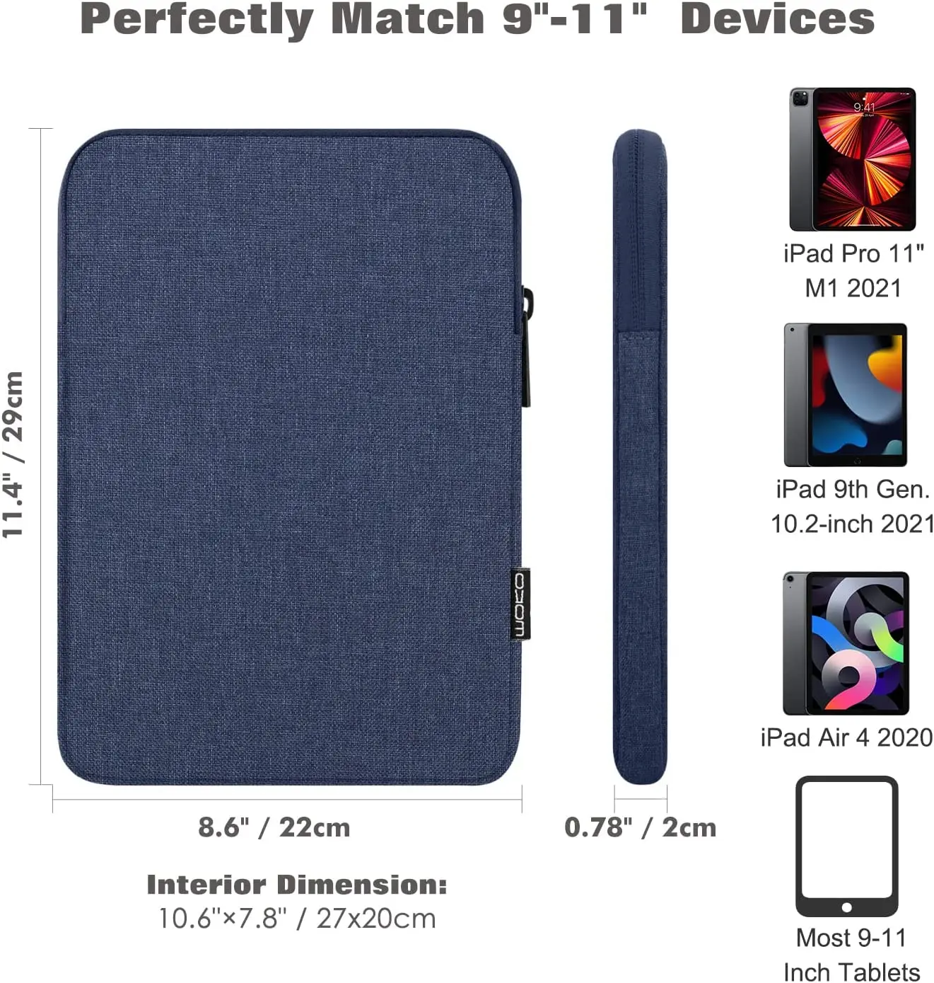 Tablet Sleeve Bag Carrying Case For iPad Pro 11 2021/2020/2018, iPad 9th 8th 7th Generation 10.2, iPad Air 4 3,Galaxy Tab A