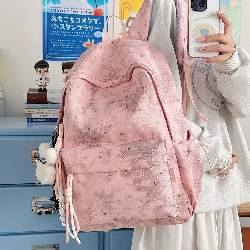 Nylon Stars Dots Design Sense Backpacks 2026 Spring/summer New Versatile Bags Large Capacity Daily Commute Casual Backpacks