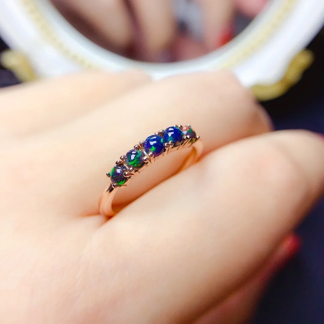 925 Sterling Silver Black Opal Gemstone Silver 925 Jeweled Ring Women's Luxury Women's Necklace with free Christmas shipping