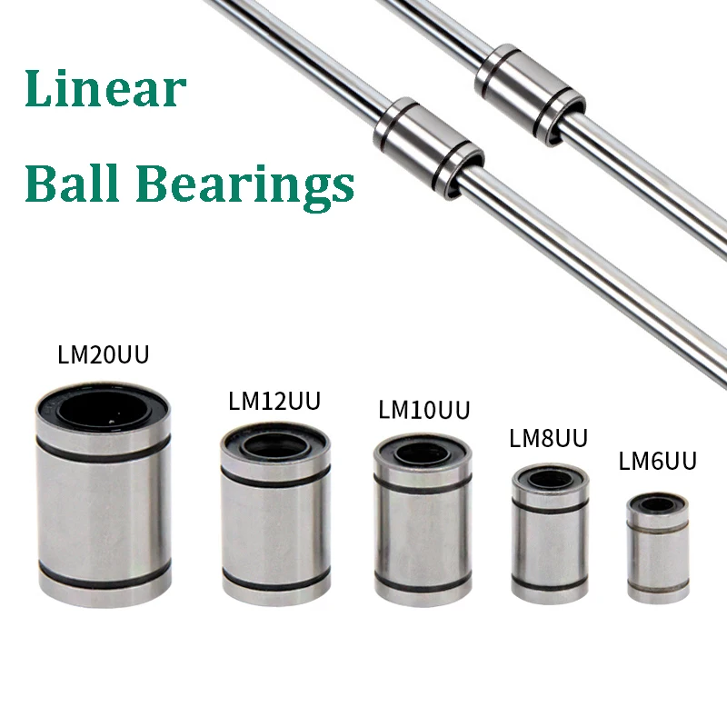 2pcs Linear Ball Bearings LM6UU LM8UU LM10LUU LM12LUU LM16LUU Optic Axis Bush Bearing 3D Printer Parts Smooth Rod Linear Bearing