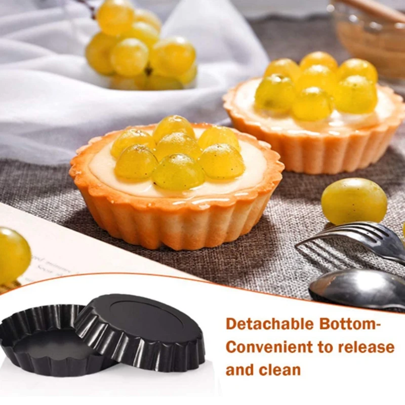 12 Pcs Tart Pan,Non Stick 4 Inch Tart Pan With Removable Bottom Quiche Pan Loose Bottom For Baking Pies,Tarts,Quiches