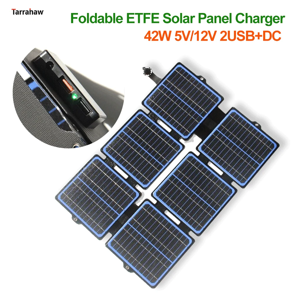 

ETFE 42W Folding Solar Panel 12volt Solar Cell DC USB Fast Charge Portable Outdoor Camping Waterproof 42W Photovoltaic Panel