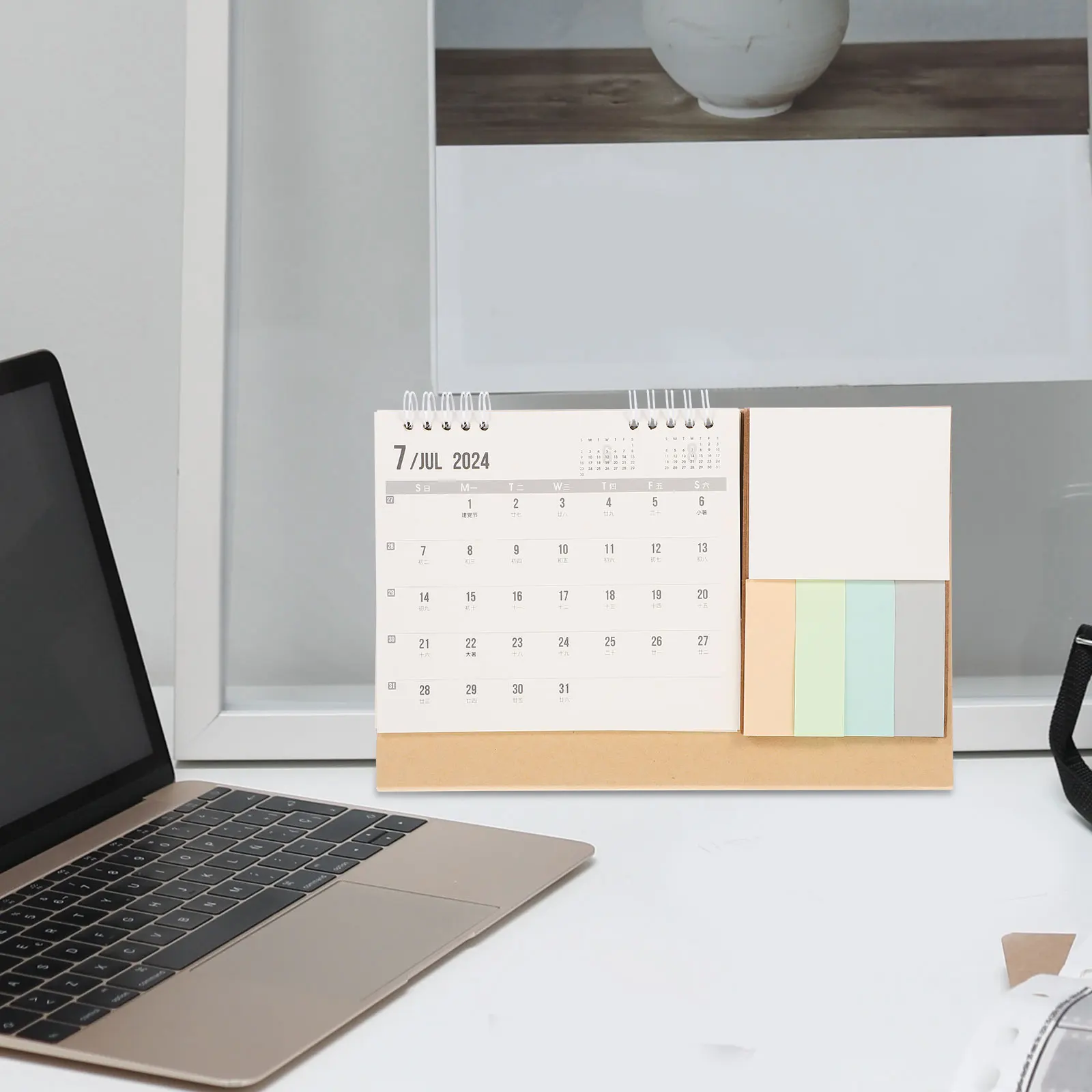 

2024 Thick Paper Desk Memo Notes Calendar Office Home Decor Cardboard Desktop Calendar for Teachers Workers for Scheduling