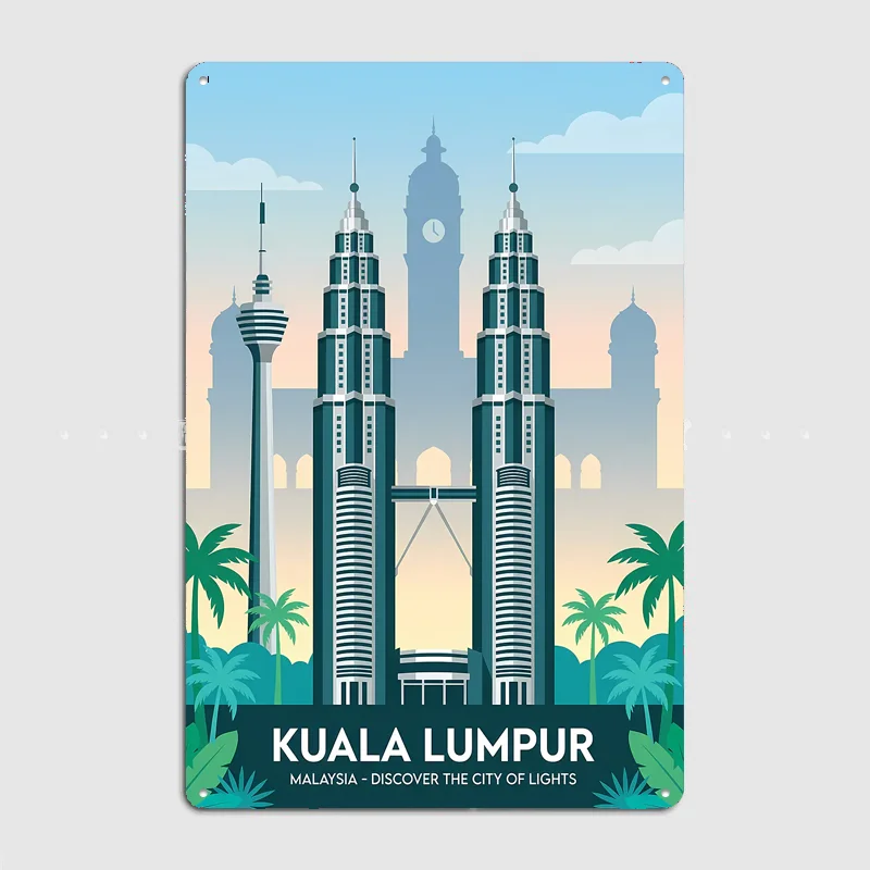 Kuala Lumpur Cityscape Travel Scenery Posters Retro Garage Club Bar Indoor Wall Vintage Poster Room Decoration Home Decor