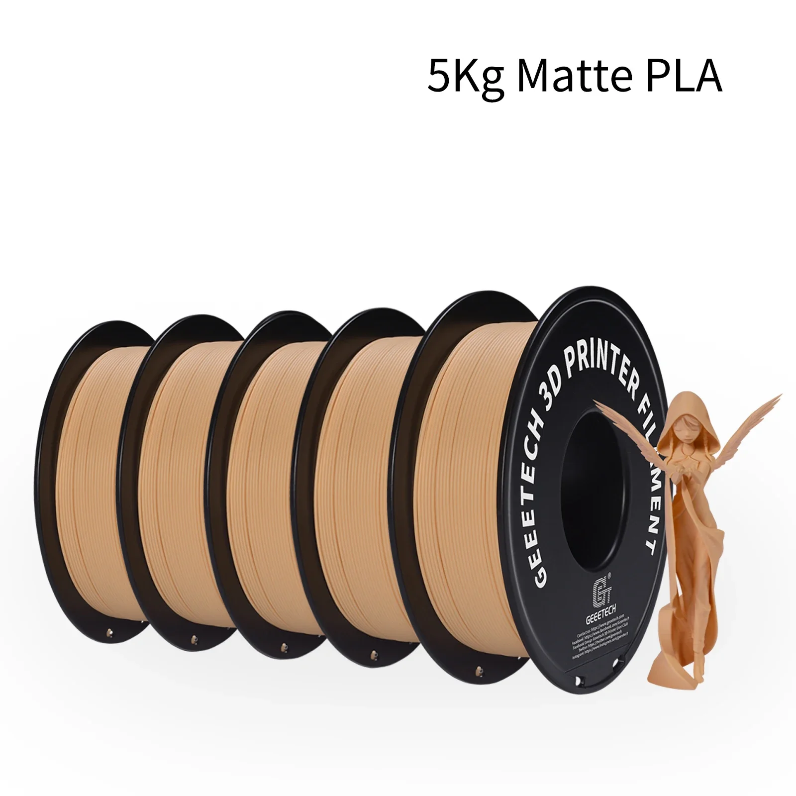 Geeetech 5kg Matte Filament PLA 1,75mm, 3D-printer Materiaal polymelkzuur, matte textuur, Vacuümverpakking