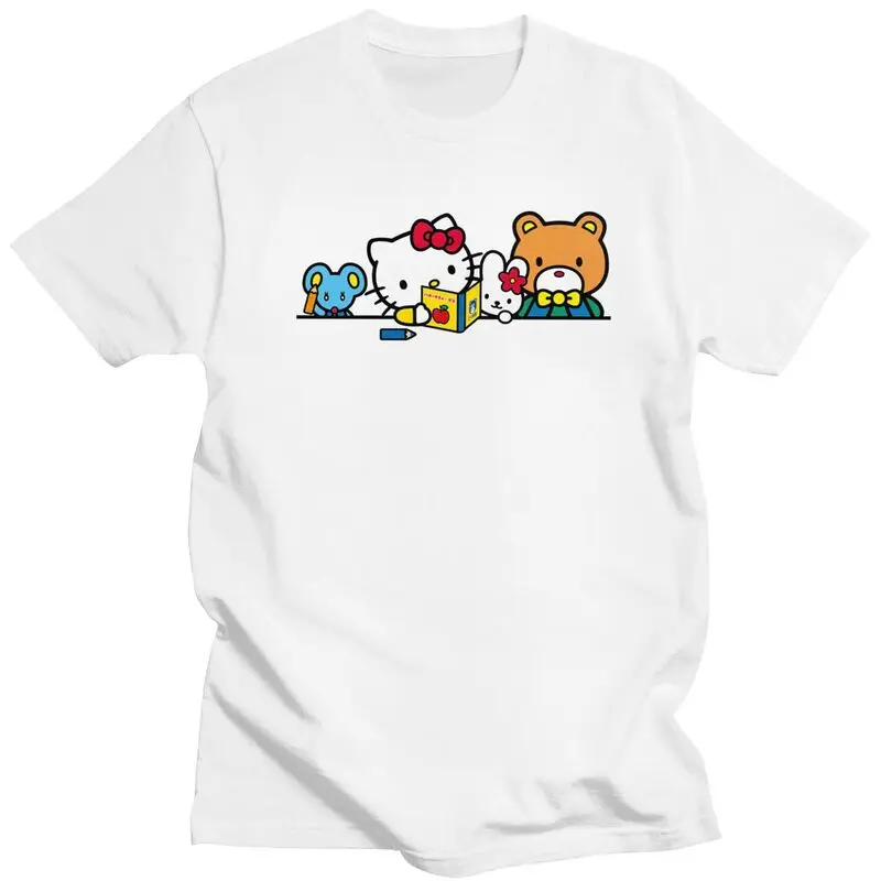 Hello Kitty Cat Book Men T Shirt 100% Cotton Tee Tshirt Short Sleeve Graphic T-shirt Clothing