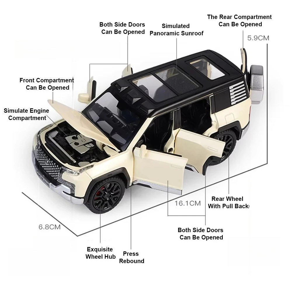 1/32 Alloy Model Cars BYD YangWang Off-road Vehicles Diecasts Model Toy 6 Doors Can Be Opened Pull Back SUV for boyfriend Gifts