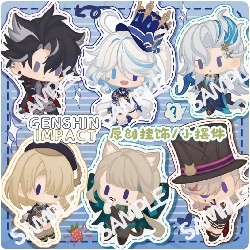 GENSHIN-アクリルキーホルダー,furina neuvillette,wriothesley,lyney,freminet,lynette,アニメーションペンダント,スタンドフィギュアカード,ギフト,2024