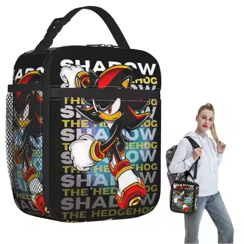 Shadow The Hedgehog Sonic Poster Insulated Lunch Bag for Women Children Leakproof Food Boxes Thermal Lunch Box Tote