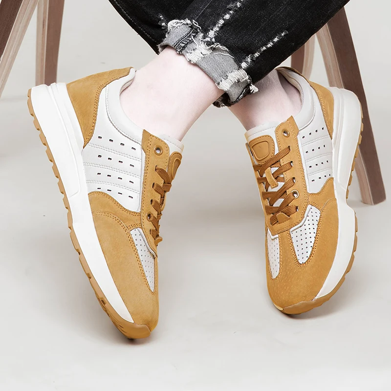 

Модная дышащая мужская спортивная обувь в стиле ретро, уличная нескользящая кожаная повседневная мужская обувь, легкая мягкая удобная прогулочная обувь