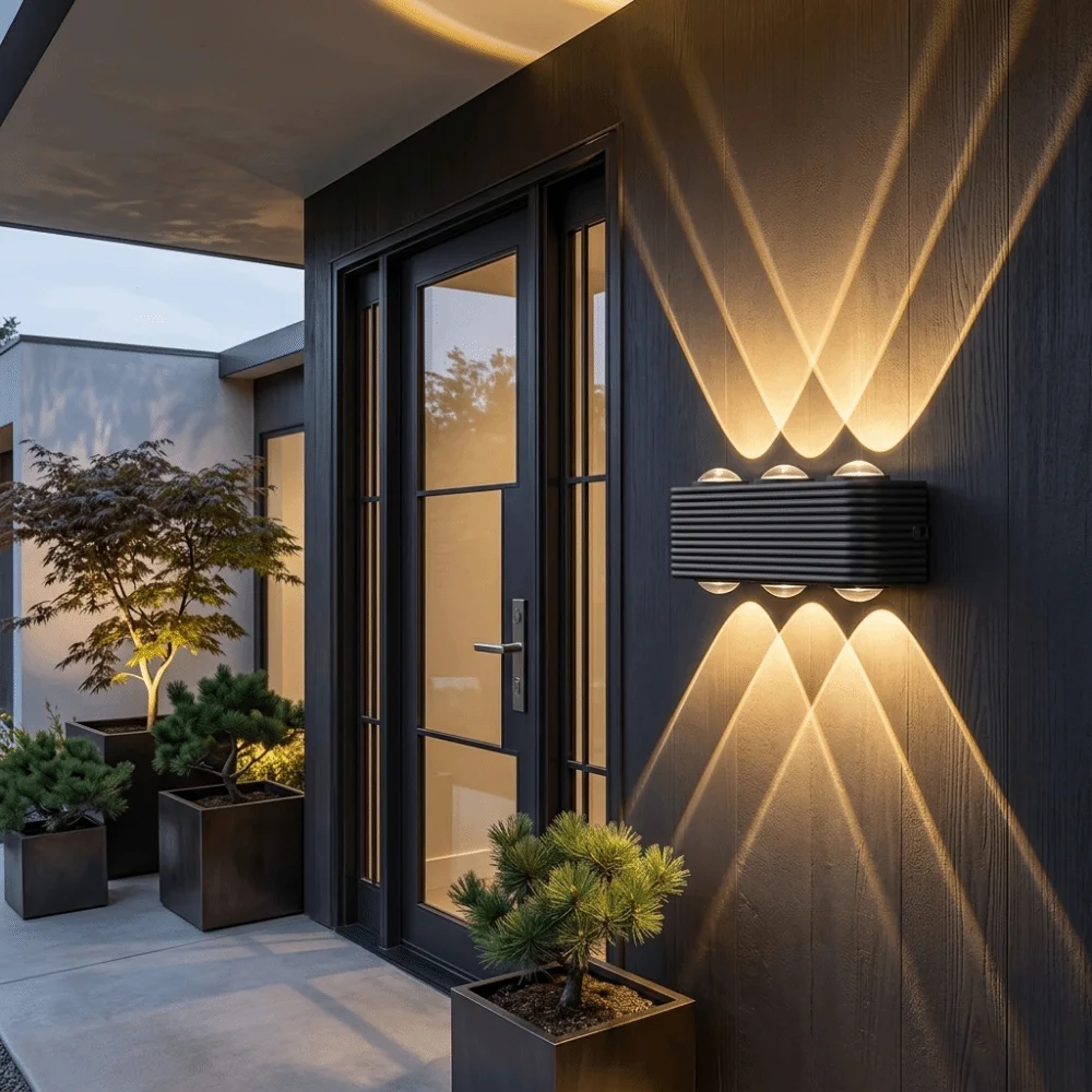 Waterproof LED Wall Sconce Warm Light Stable Structure Double Head Wall Sconce Easy to Mount Minimalist Design Outdoor Wall Lamp