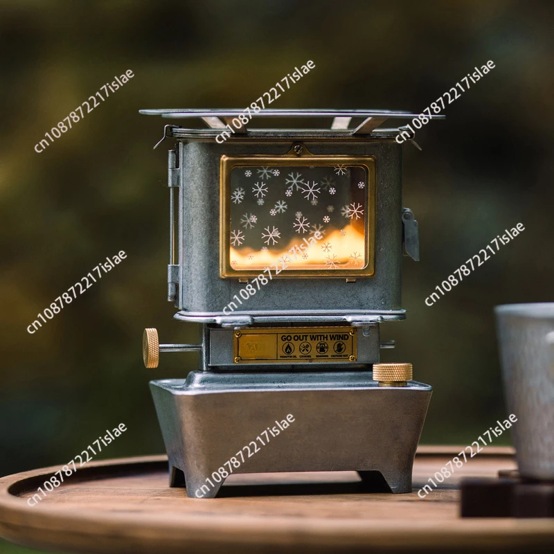 Retro silver viewing fire oil lamp stove heater outdoor tea cooking kerosene lamp stove