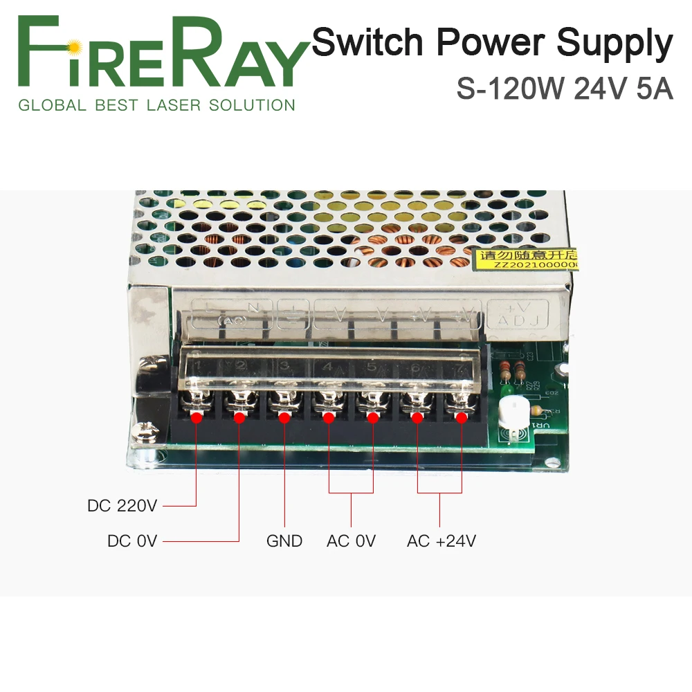 FireRay MeanWell 120W Switch Power Supply S-120-24 24V 5A لوحدة التحكم بالليزر Co2