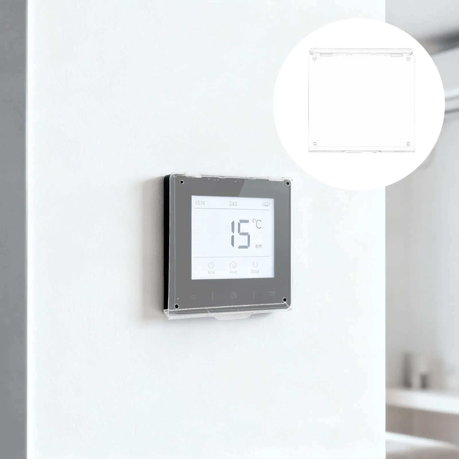 2Pcs Air Conditioning Switch Cover Transparent Panel Protector 86 Type Adhesive Thermostat Guard for Home Office Indoor Use