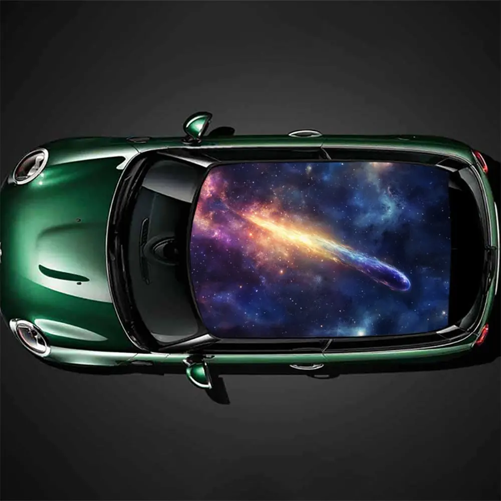 

Shooting Star Across The Starry Sky，Gift, DIY, Car Vinyl Wraps, Premium PVC Car Roof Decals, SUV and Van Racing Stickers, Easy I