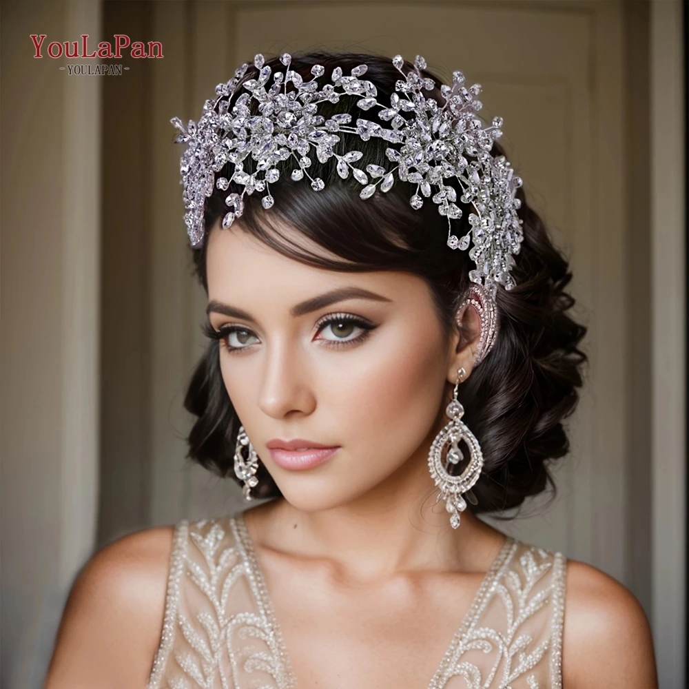 

TOPQUEEN Luxury Headbands for Women Wedding Hair Piece Bridal Tiaras and Crowns Pageant Prom Diadem Rhinestone Headpiece HP389