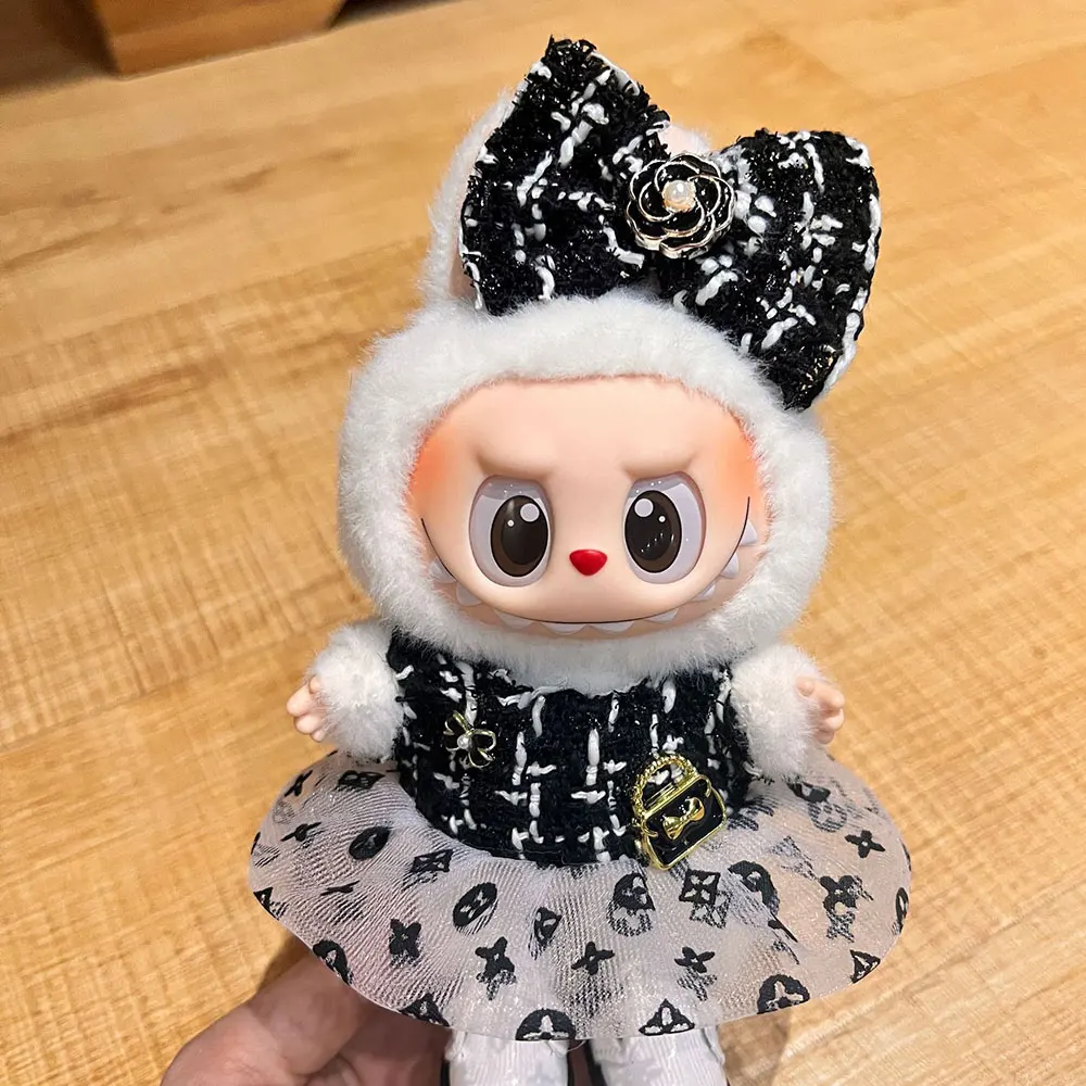 Ropa para muñeca Labubu, conjunto de ropa de felpa bonita, ropa de 17cm, zapatos, accesorios DIY para muñecas, entrenamiento, juegos de fiesta, juguetes, regalo