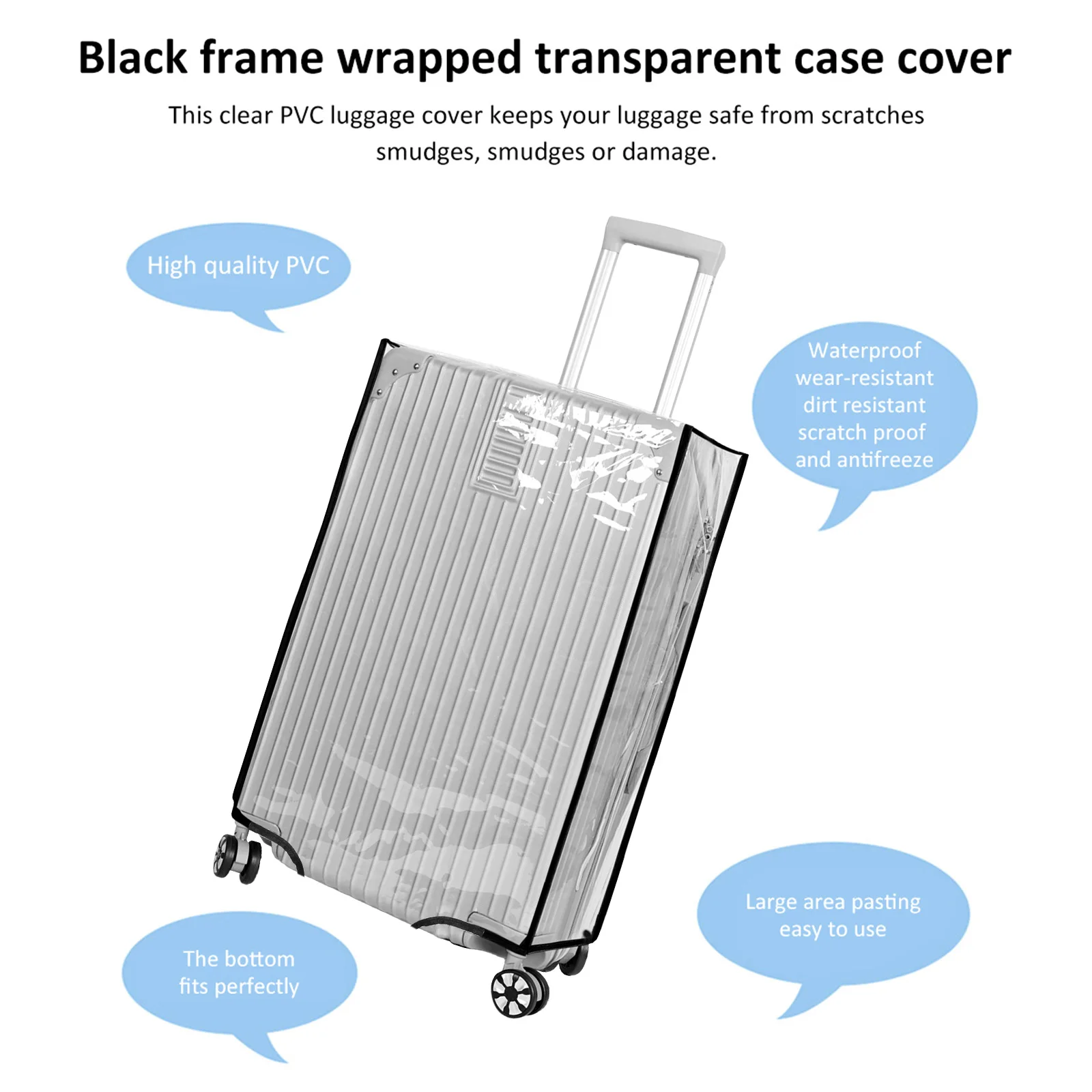 1/3 Pcs Clear Luggage Covers Waterproof PVC Luggage Protector Reusable Dustproof Full Transparent Suitcase Cover for Travelling