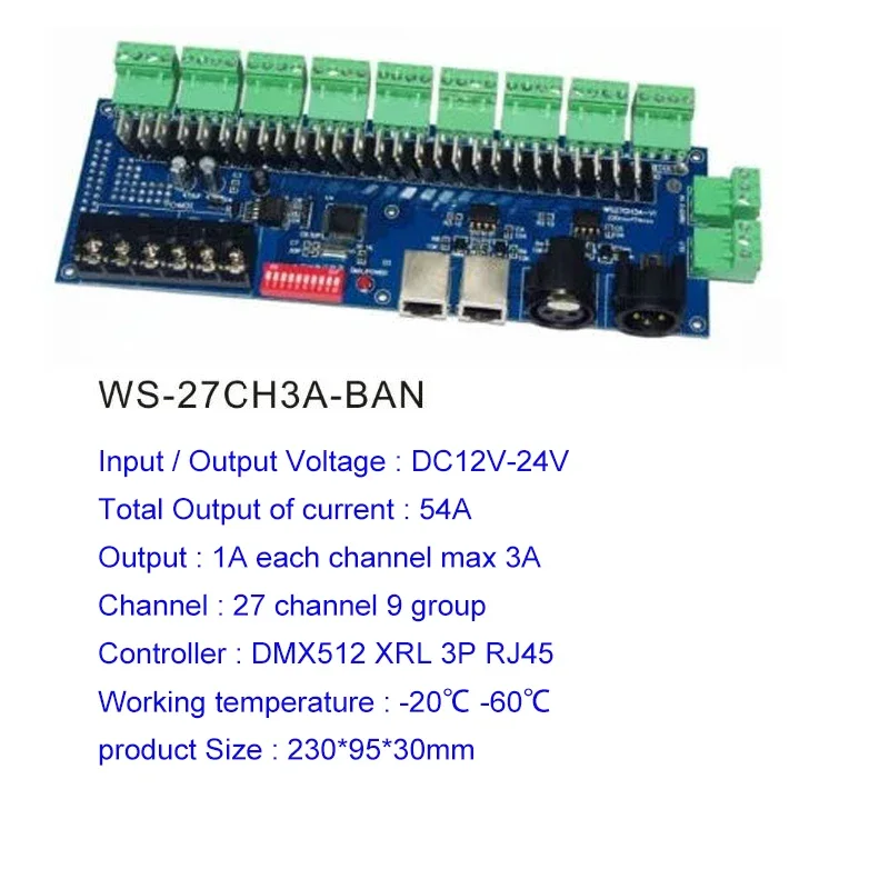 18CH/24CH/27CH/36CH/40CH DMX RGB RGBW LED-controller DMX512-decoder