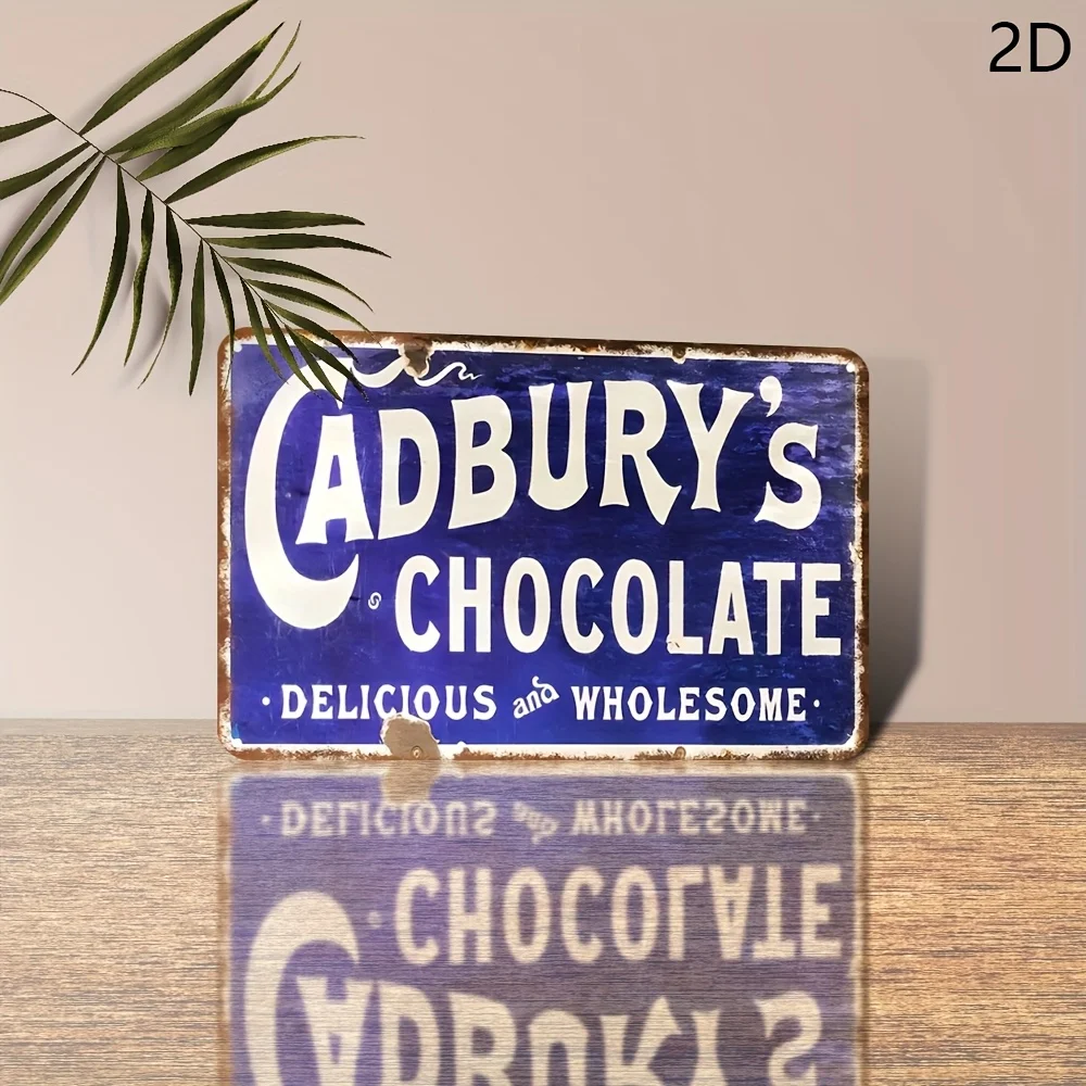Letrero de Metal Retro de la Marca Cadbury's Chocolate - Placa Metálica Vintage Resistente para Decoración de Pared, Arte Mural para Hogar, Oficina, Bar o Cuarto de Hombre