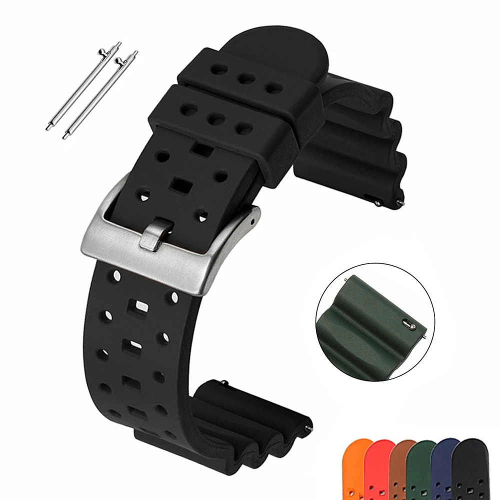 

18mm 20mm 22mm 24mm Premium Fluorine Rubber Watch Strap Quick Release Silicone Rubber Watch Band Men Women Universal Bracelet