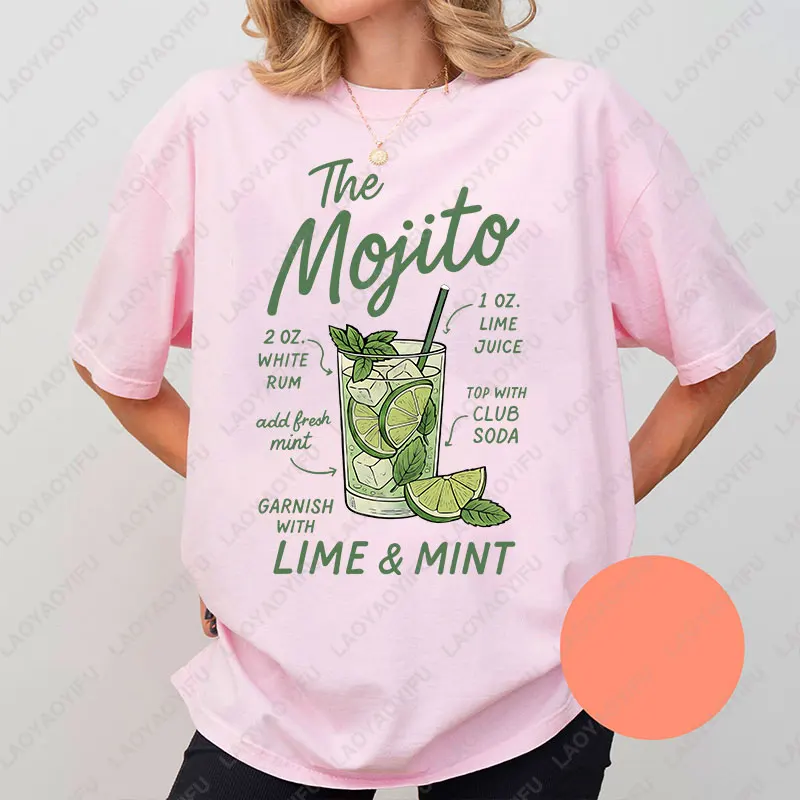 Mojito Lover Summer Cocktail Lemon Mint Cotton Tshirt Men Women Funny Drink Beach Bar Aesthetic Cute Popular Unisex Gifts Tees