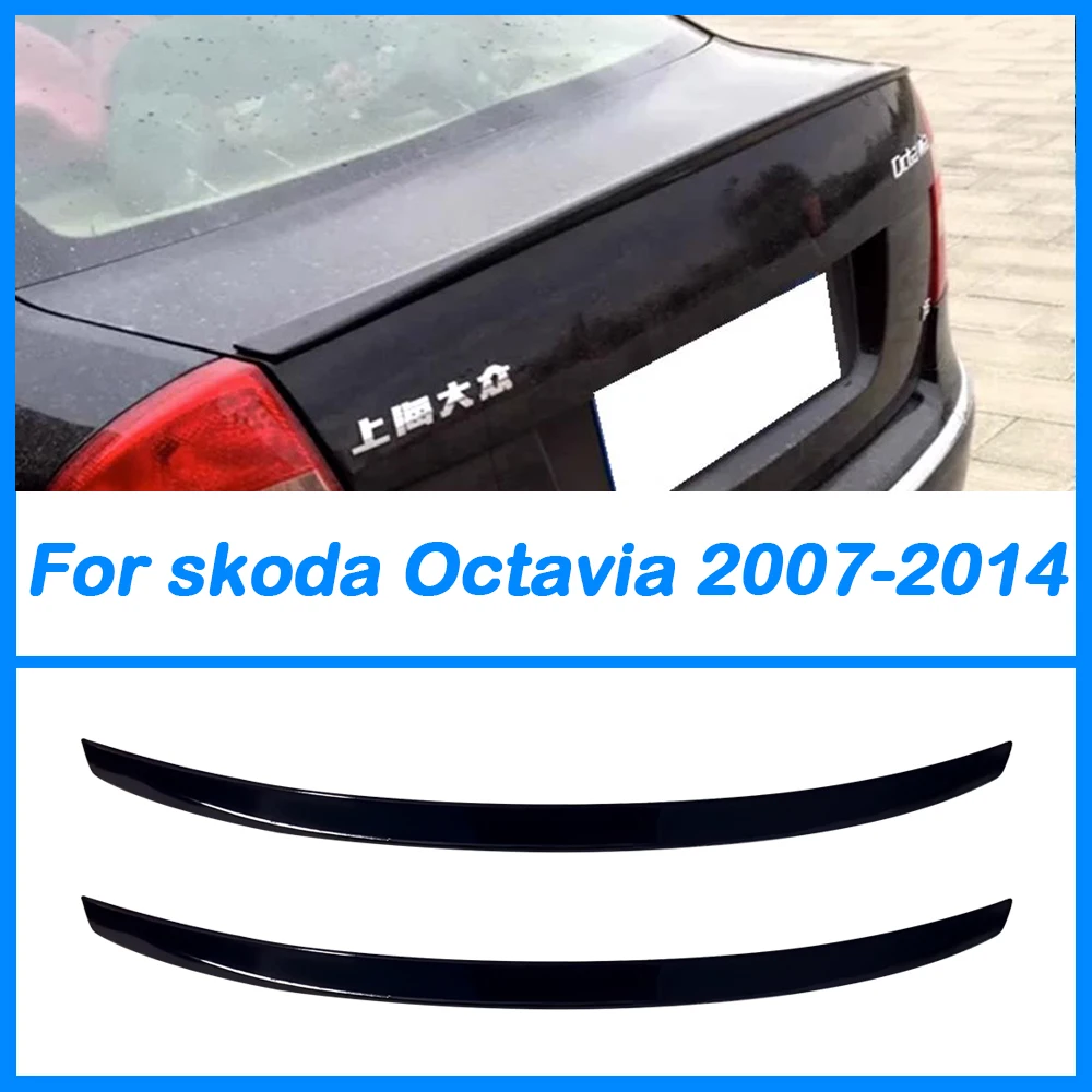 For Skoda Octavia 2007-2014 Car Styling ABS Unpainted Color Rear Trunk Tail Wing Boot Spoiler Car Decoration Carbon Fiber Black