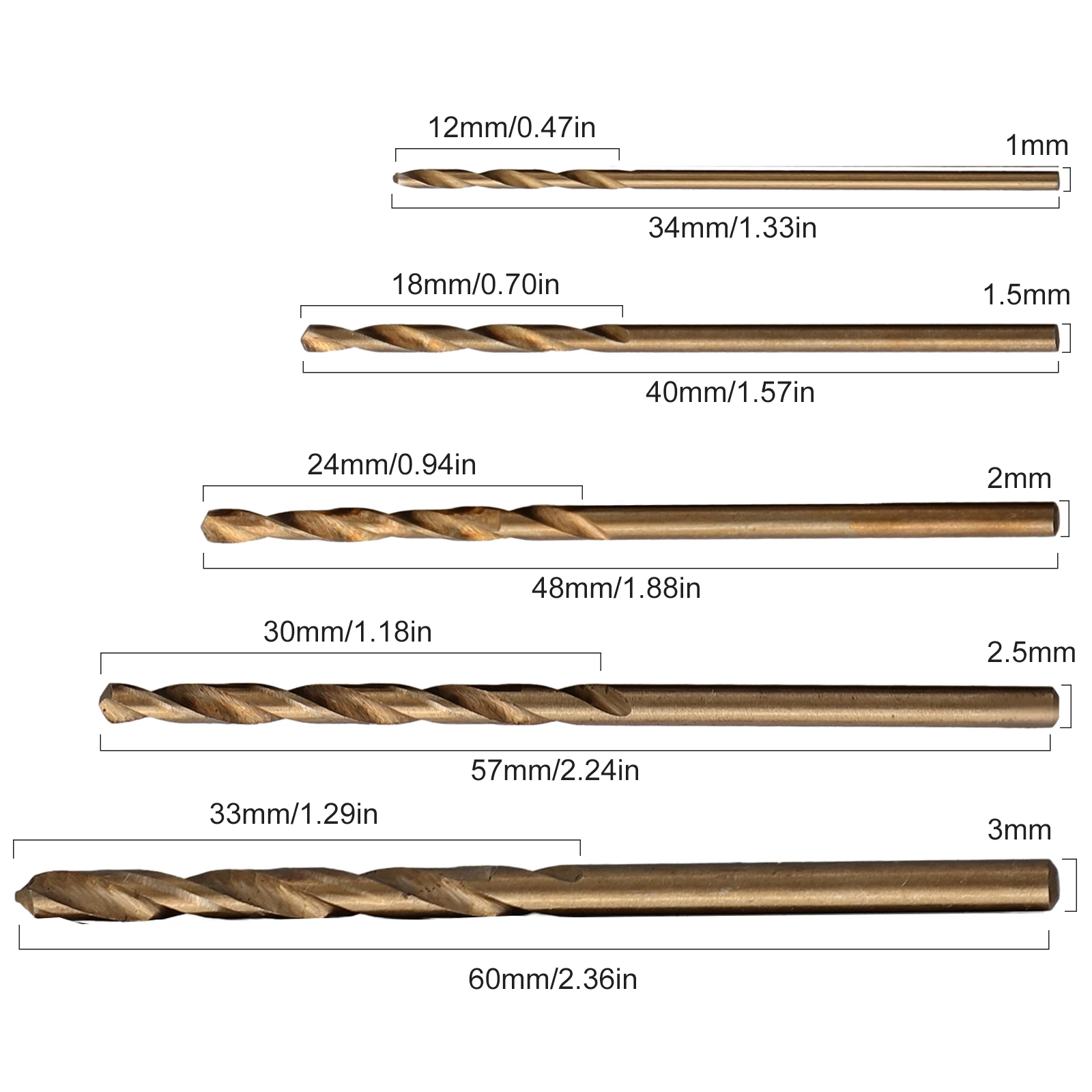 

50pcs HSS M35 Cobalt Drill Bits Set ToolFor For Ceramic Tile, Concrete Wall Metal Wood Drilling Hole Cutter Glass Drill Bit