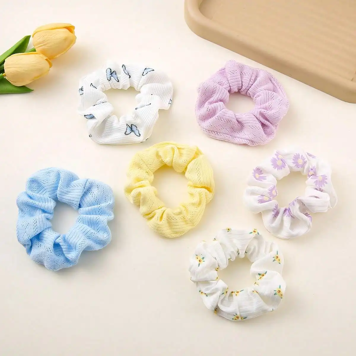 2pcs butterfly print tight fashion headband with ponytail holder, elastic headband, minimalist hair accessory