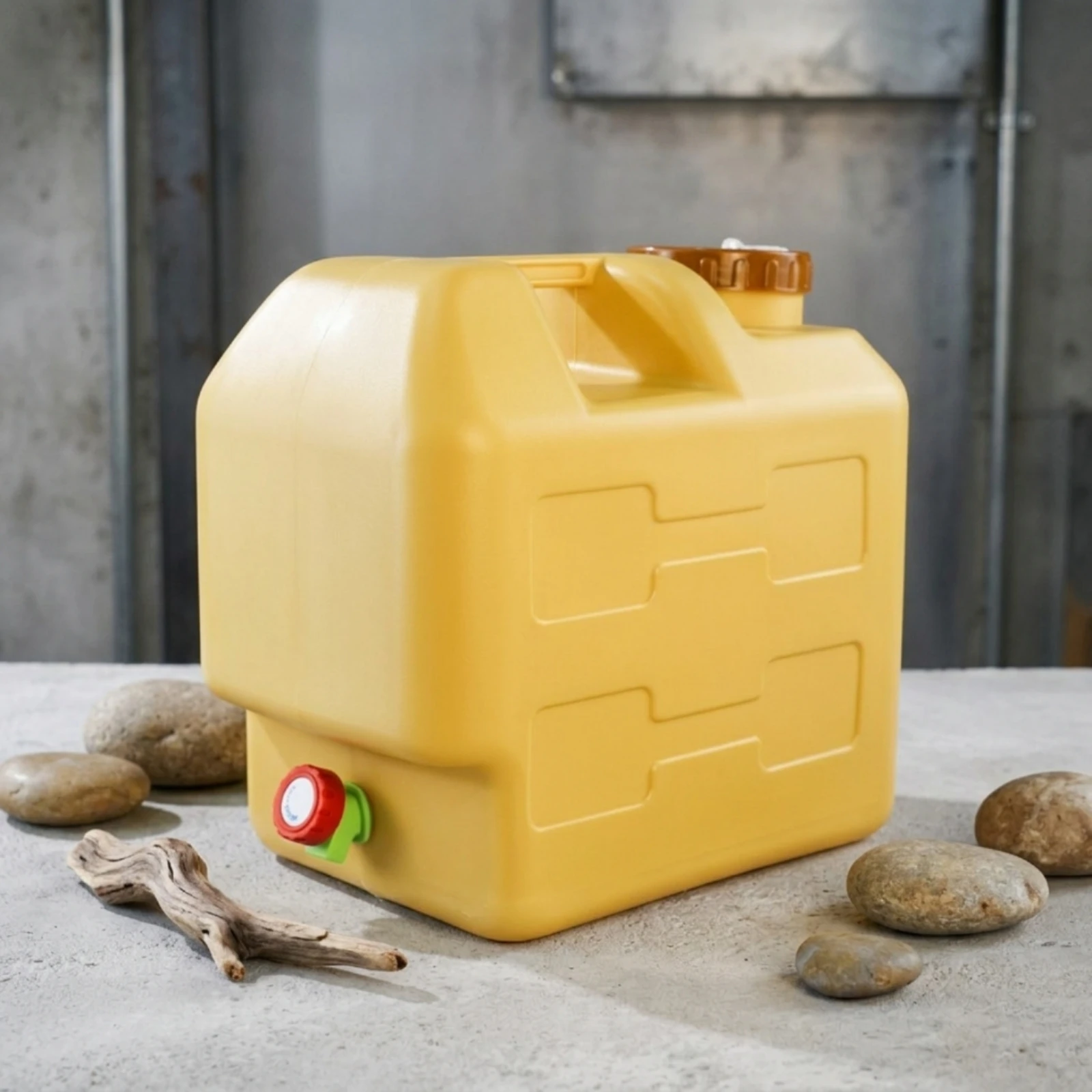 Water Pail Thickened Camping Water Pail Outdoor Container Rectangular Yellow for Vehicle Use
