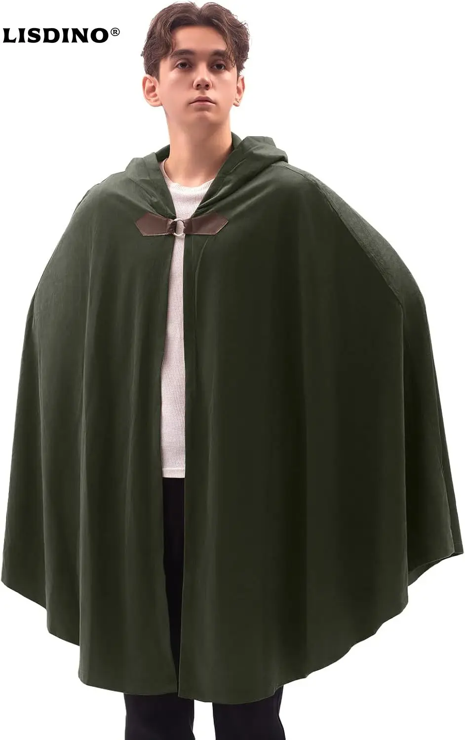 

1Men's Velvet Cloak with Hood, Renaissance Medieval Hooded Cloak for Women, Halloween Hood Cape with Metal Loop Clasp