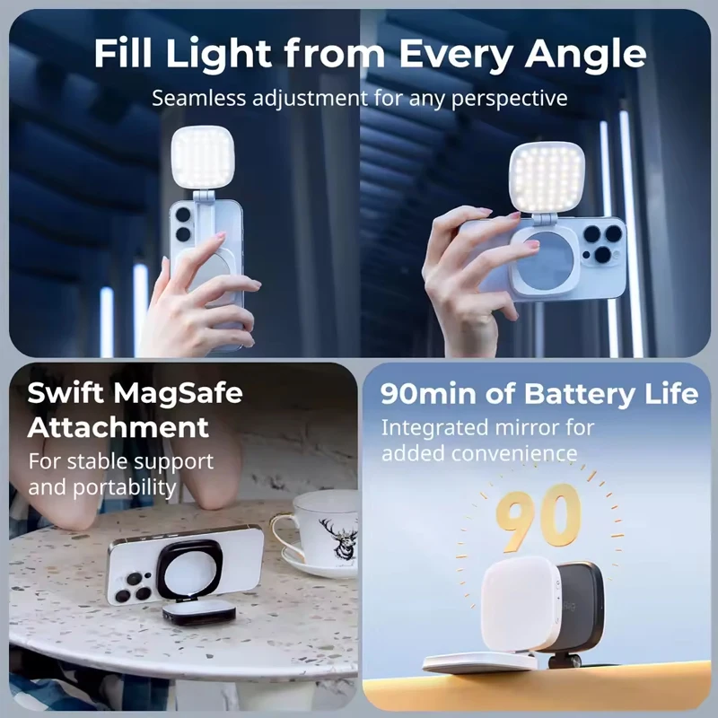 SmallRig Vibe P48 Luz LED de vídeo desmontable para teléfono móvil para iPhone 16 15 14 Pro Max Luz de relleno de bolsillo para Selfie Video Vlog