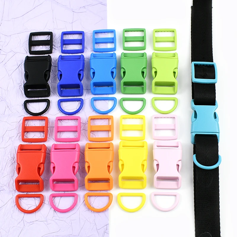 2/5/10Set 10/15/20/25mm Dog Collar Strap Plastic Fasteners Backpack Clip Quick Release Buckle Bag Hanger D Ring Adjust Tri-Glide