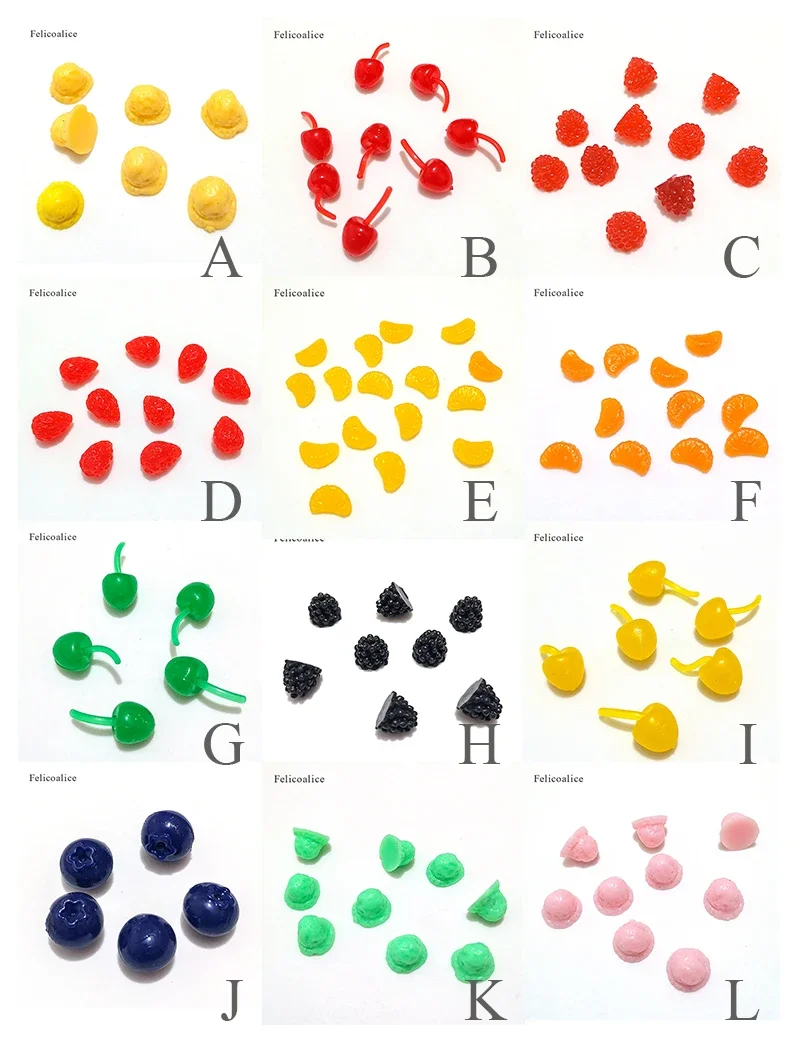 20pcs Soft Simulation Fruits Cherry/Blueberry/Strawberry Miniature Art DIY Decorative Craft For Doll Kids Kitchen Toys 10mm