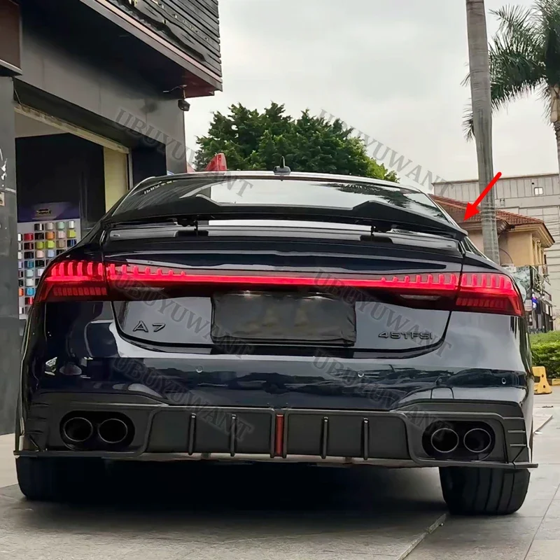 For Audi A7 S7 RS7 C8 High-Kick Rear Deck Spoiler Lid Tail Fin Carbon Fiber 2019-2025