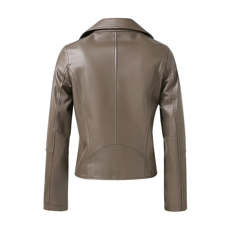 Women Leather Jacket Autumn Winter Motocycle Sheepskin Coats Genuine Sheep Leather Blazer CL5154