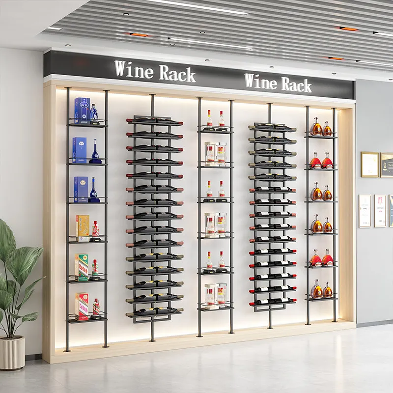 Modern simple red wine  display rack Winery wine cabinet rack Baijiu famous wine display rack Customized commercial