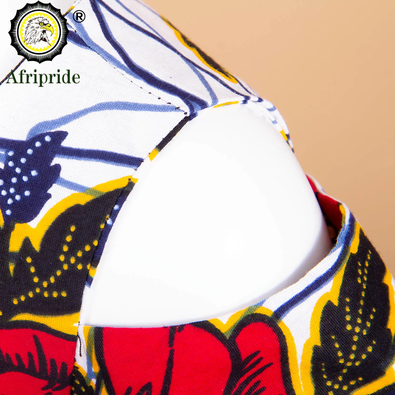 African Girls Dresses Sleeveless Double Princess Dress Casual Lovely Ankara Kids Print Mini Dress Shirt Dress AFRIPRIDE S1940017