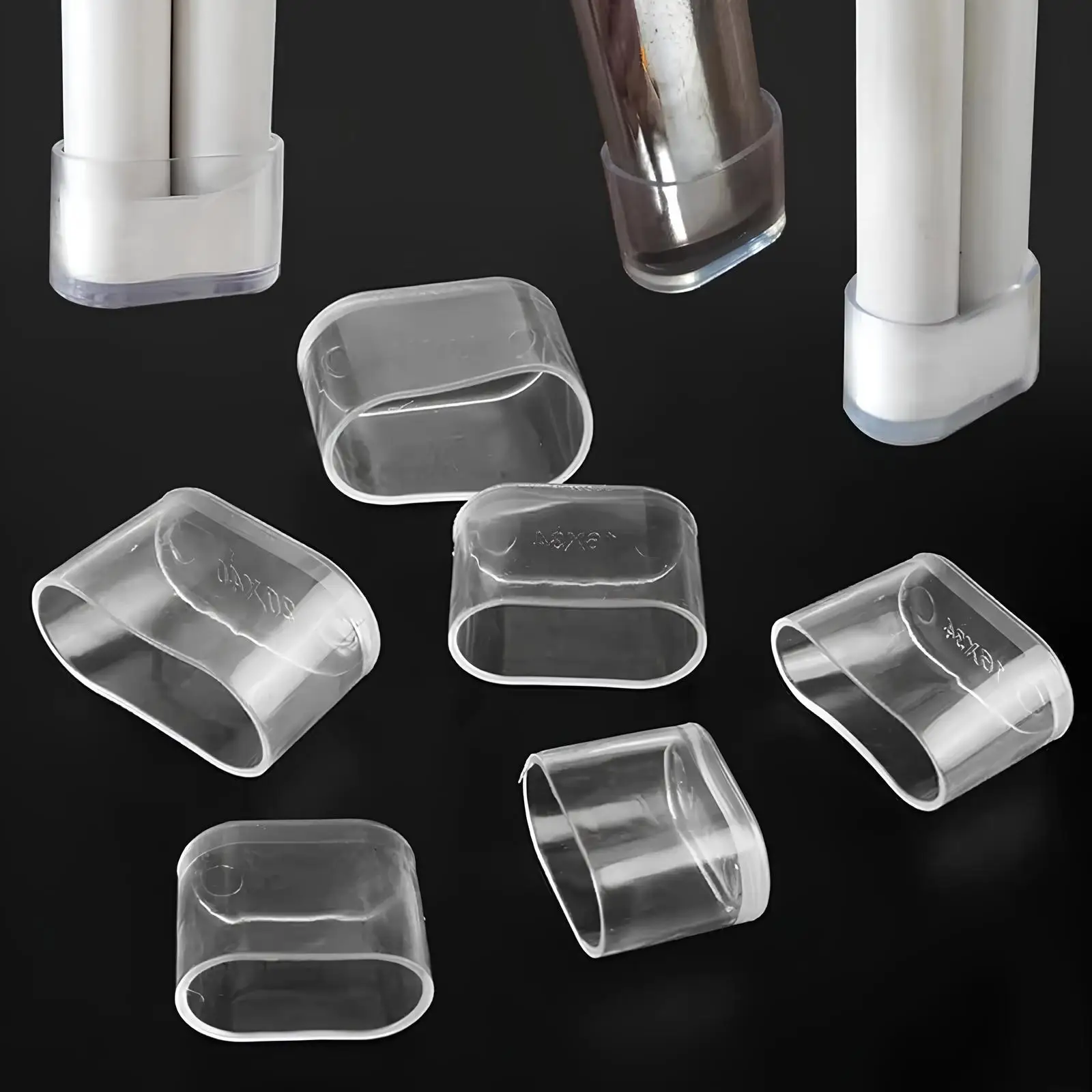 PVC Chair Leg Floor Protectors Oval Chair Leg Cap Floor Protector For Hardwood Floors Scratch-Resistant & Noise Reducing