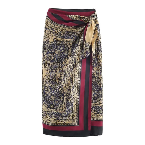 2025 otoño nueva ropa de mujer moda casual versátil elegante temperamento estilo de vacaciones falda envuelta paisley