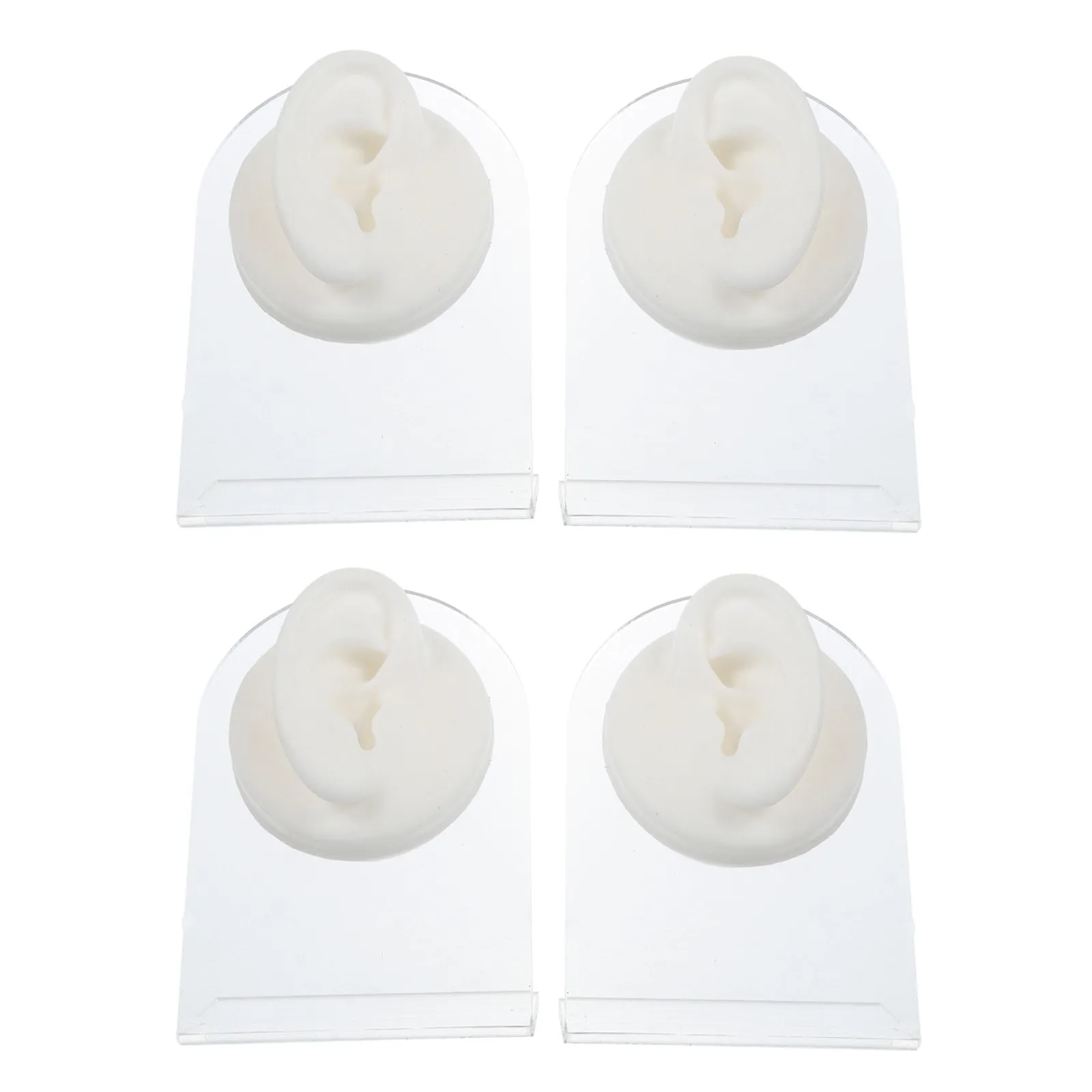 2 Pair Silicone Ear Models Ear Training Model Earphone Display Earbud Anatomy Countertop Jewelry Mannequin Stand For Earrings