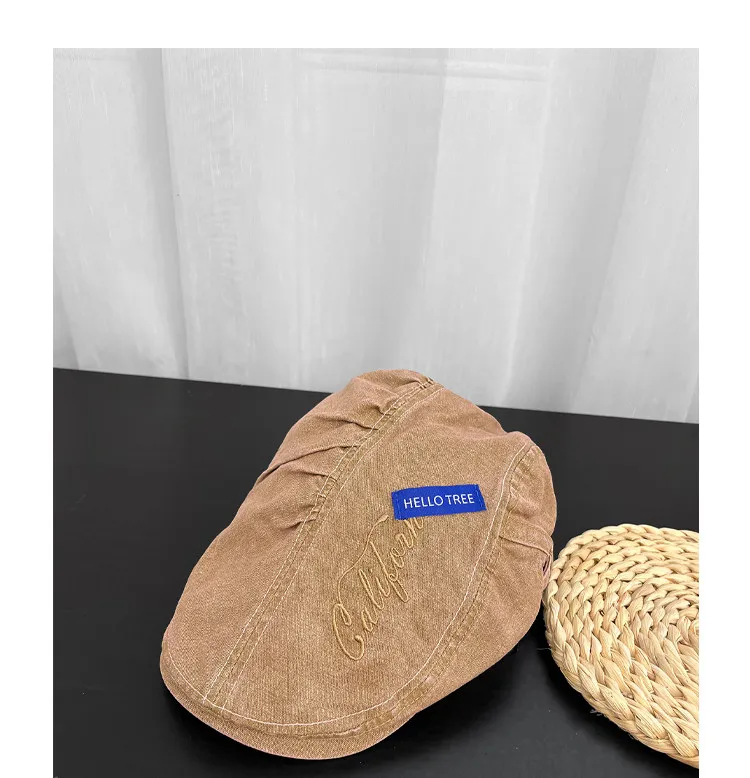 Harajuku-Style Retro Washed Denim Forward Caps für Herren und Damen – Sommerlicher Street-Trend, Sonnenschutz, vielseitige Literatur- und Maler-Baskenmützen – Detail 10