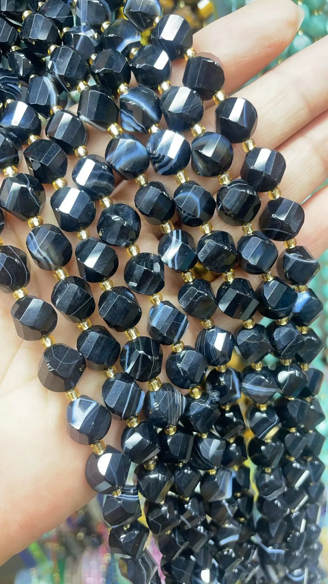 Natural Stripes Agate Twist Beads Cut face 10x10mm 8x8mm Length Dagree 39cm10m 31Grain 8m35Grain