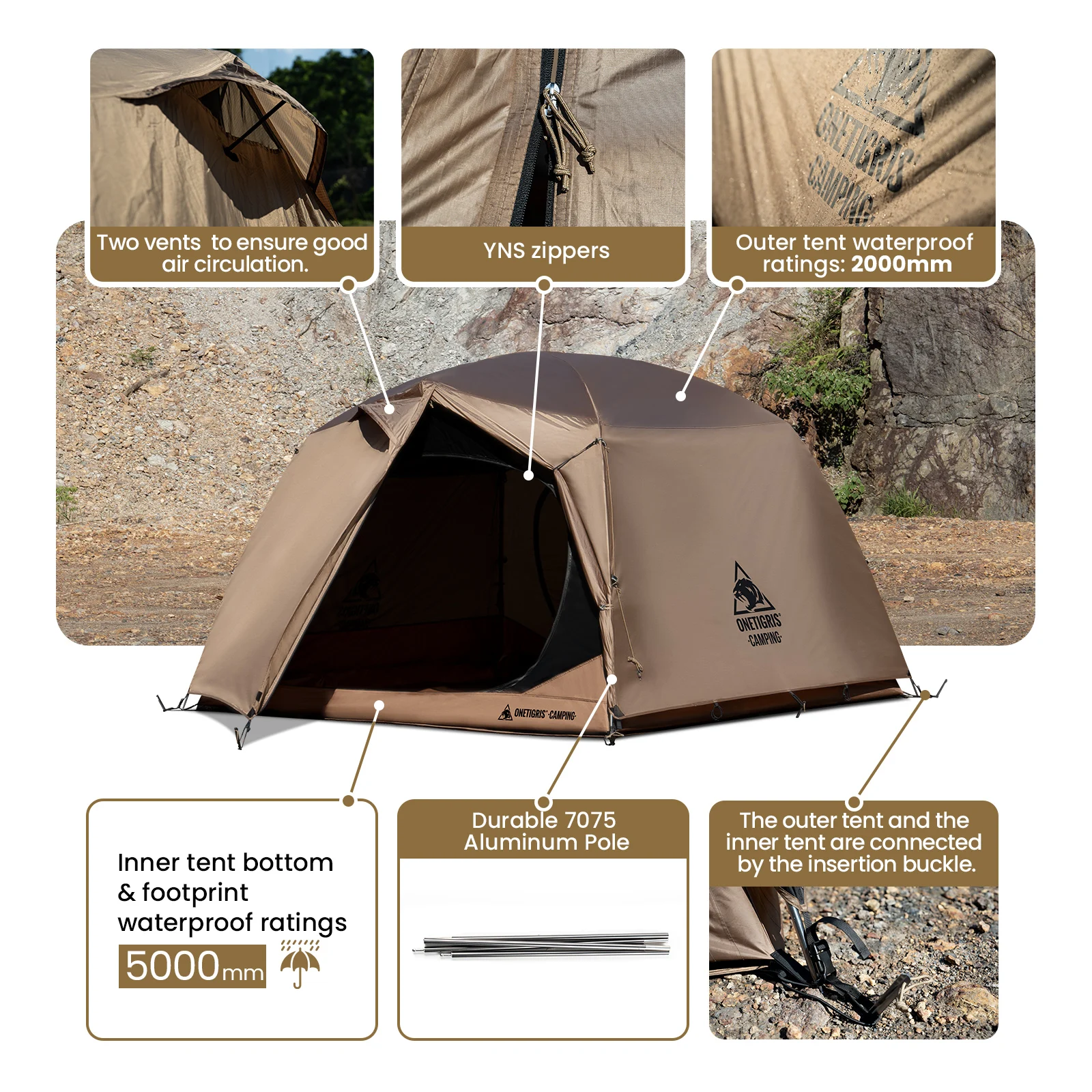 OneTigris Jovian – Tienda campaña 3 estaciones 4 personas outdoor - imagen 2