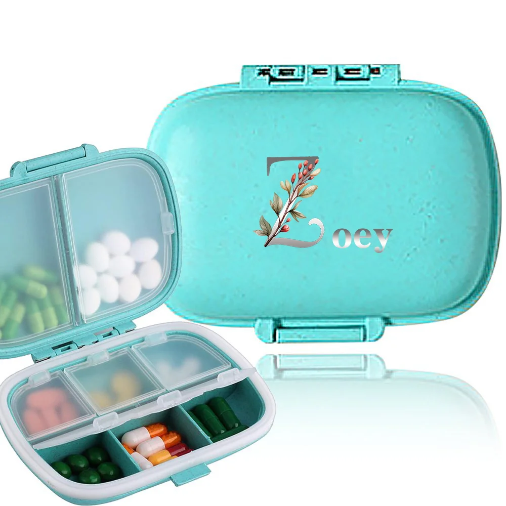 اسم مخصص صندوق حبوب دواء صغير محمول صناديق دواء صغيرة مقاومة للرطوبة صندوق توزيع حبوب 8 شبكات منظم حبوب #4