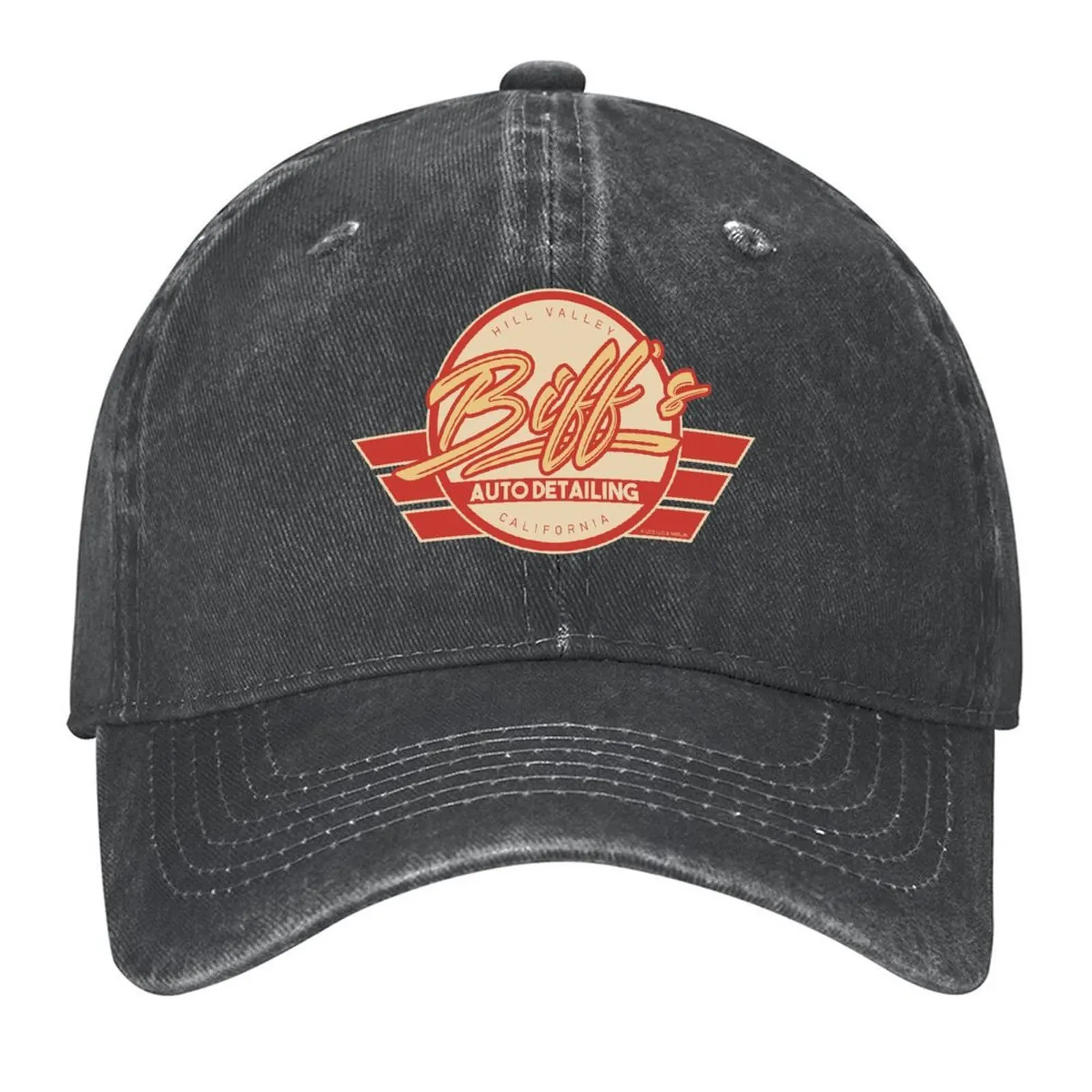 

Biff's Auto Detailing in Red. Back To The Future Movie Baseball Cap Golf Horse Hat Sunscreen Rugby Men's Caps Women's