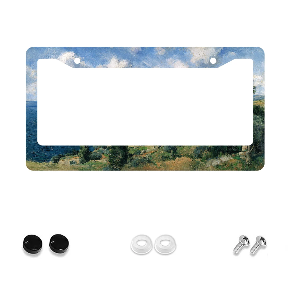 

1 шт., синяя картина, рамка номерного знака с 2 отверстиями, алюминиевый материал, 6x12 дюймов с комплектом винтов, ретро-новинка, украшение для автомобиля