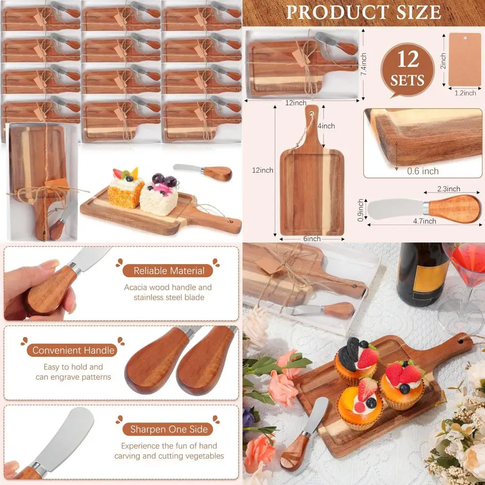 

Набор досок для мясных изделий из дерева акации с ножом, сервировочным подносом и разделочной доской для подарков